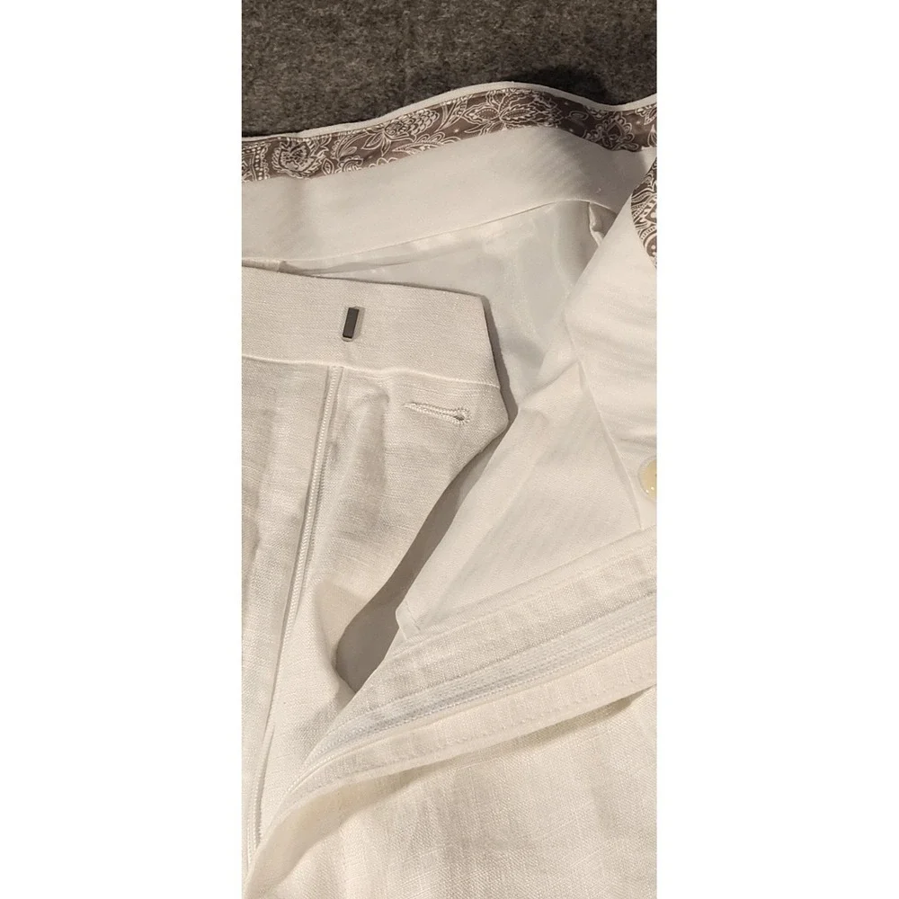 Vintage Ralph Lauren Pants Mens 48x34 White Neville Linen Flat Front Big Tall‎